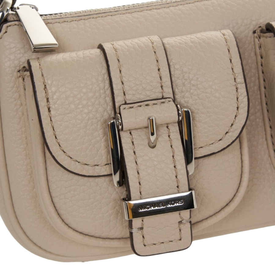 Additional view 2 of Pochette Zoe en cuir grainé - Sable clair -Petite