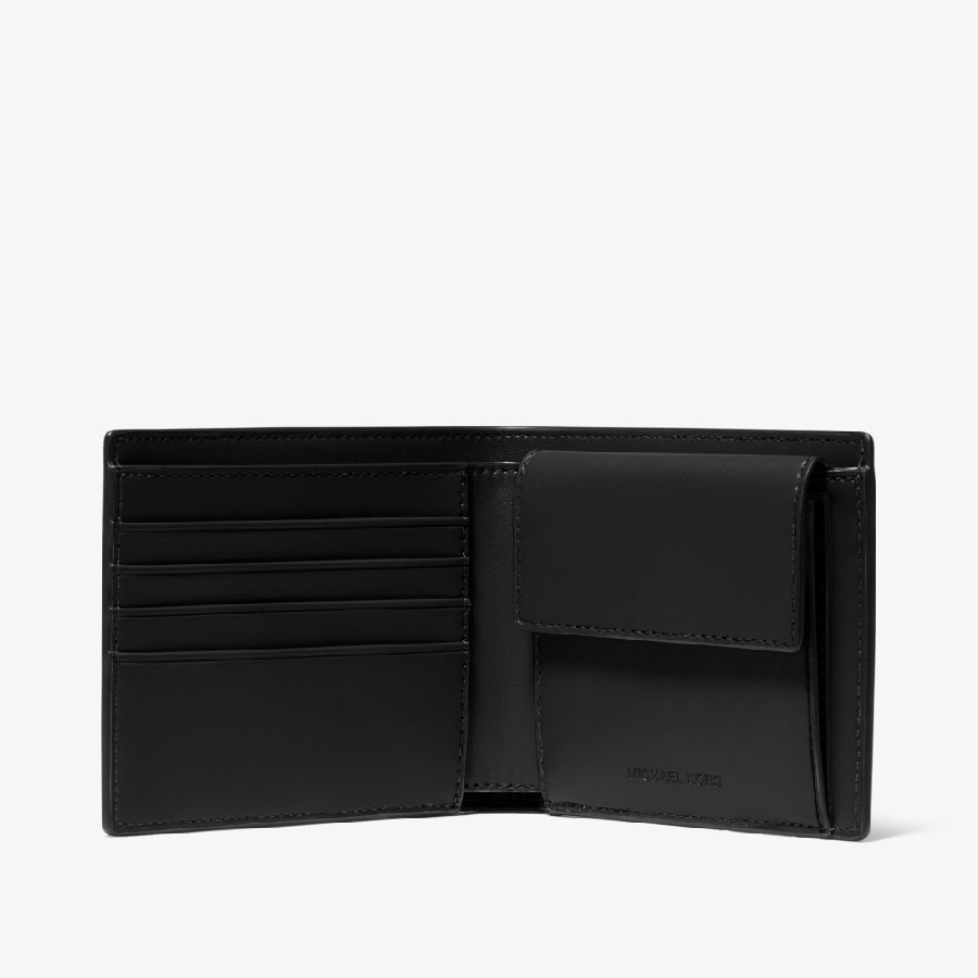 Additional view 1 of Portefeuille Hudson mince en cuir grainé - Black