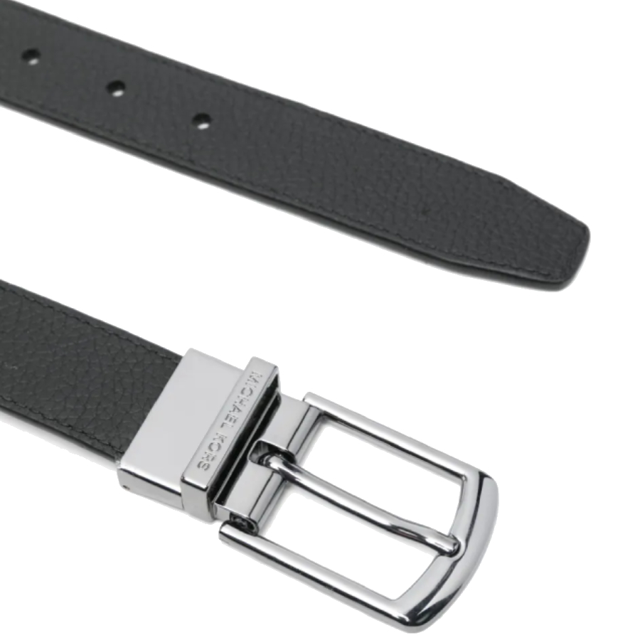 Additional view 1 of Ceinture habillée en cuir grainé - Noir - 31 mm