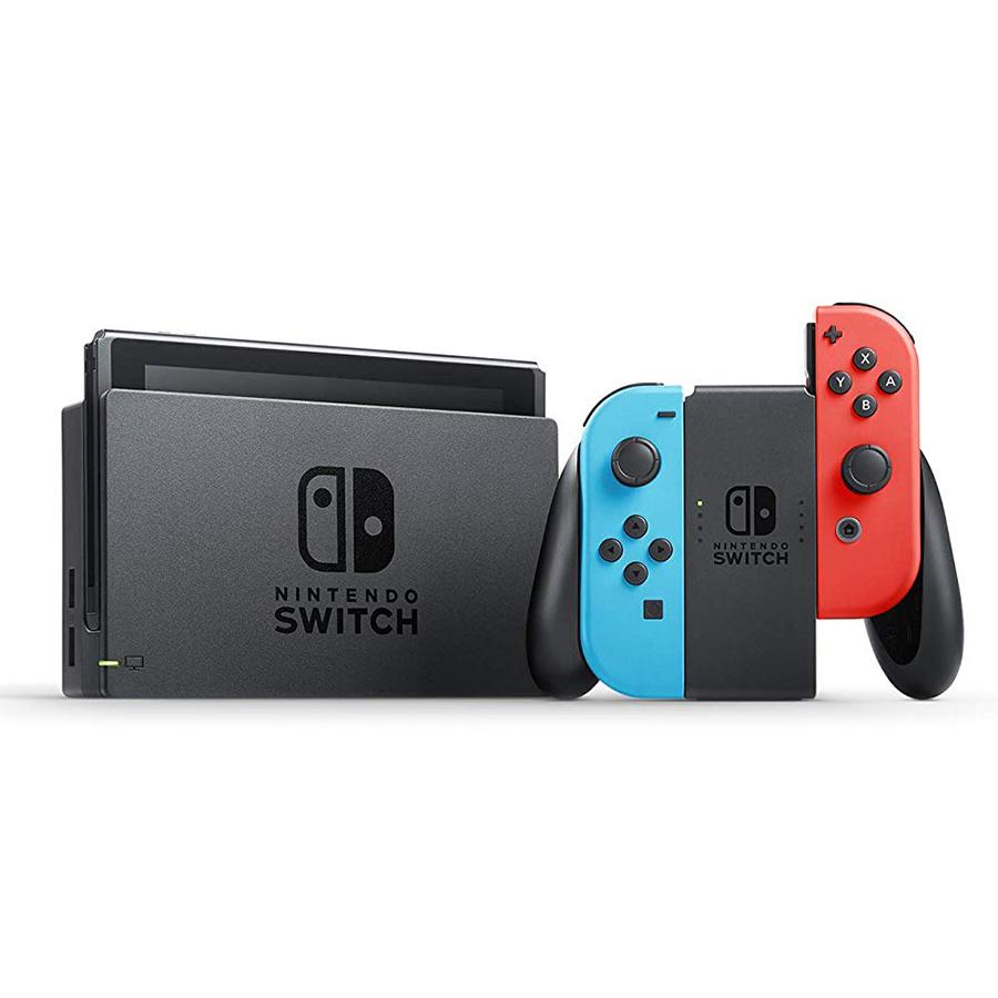 Additional view 2 of Nintendo Switch Console - Neon Blue and Red with Bluetooth Wireless Headphones - Black Grey