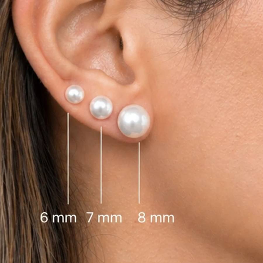 Additional view 1 of Boucles d'oreilles clous Or 14K Midi - Perle Blanche
