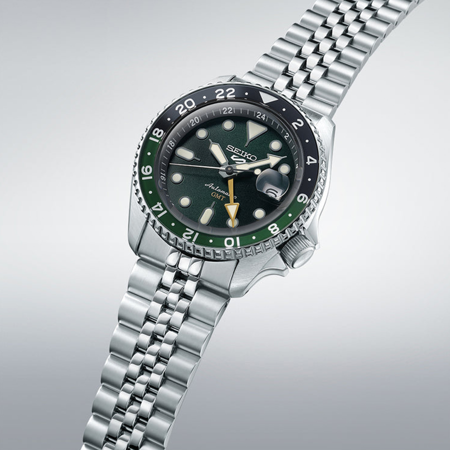 Additional view 1 of Montre mécanique GMT - Hommes - Vert/acier inoxydable