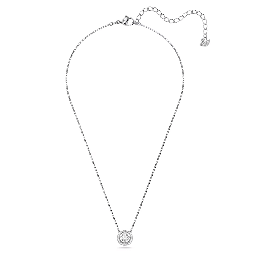 Additional view 2 of Collier Swarovski coupe ronde Sparkling Dance - Blanc / Métal rhodié