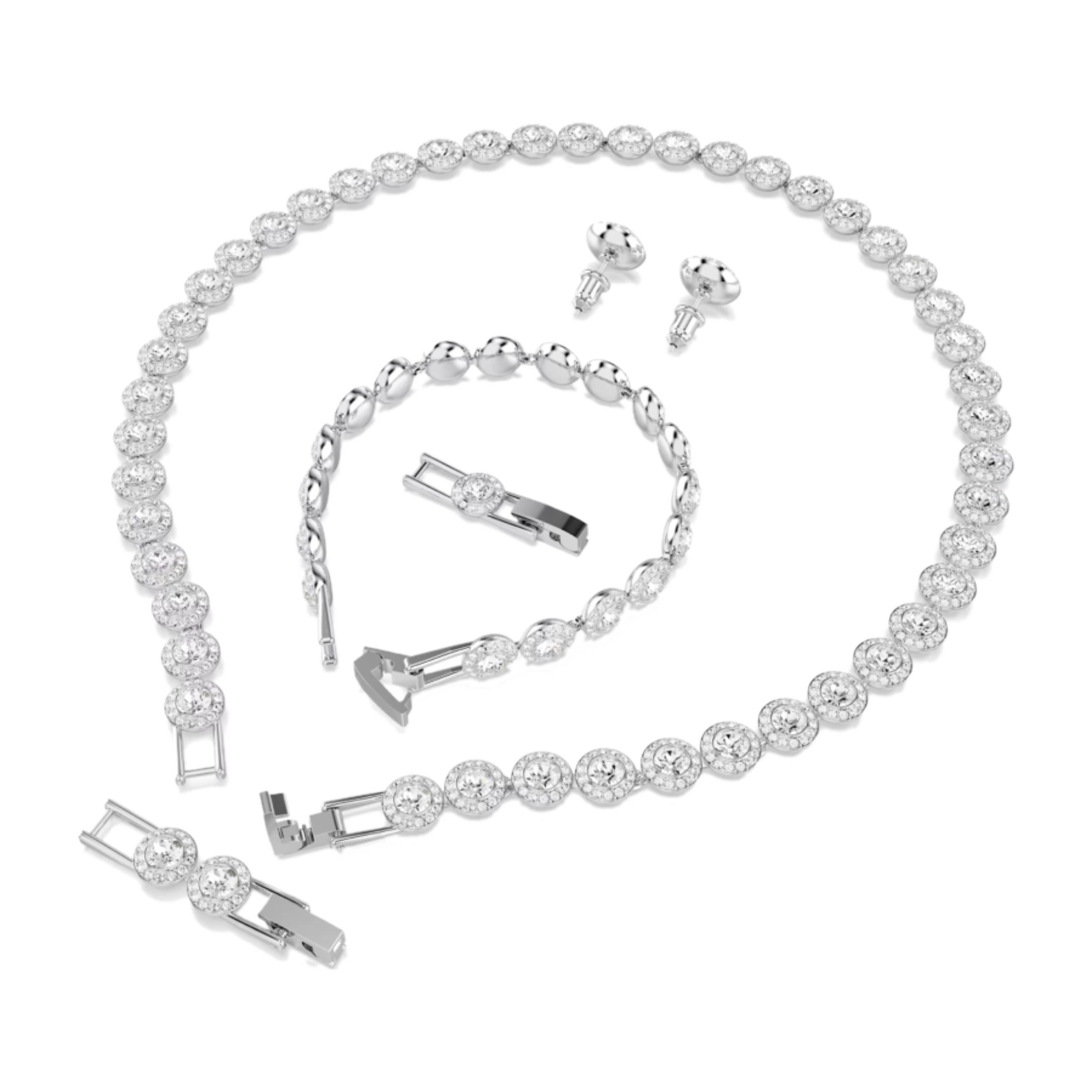 Additional view 1 of Ensemble collier et boucles d’oreilles Una Angelic - Blanc plaqué rhodium  - 3 pièces
