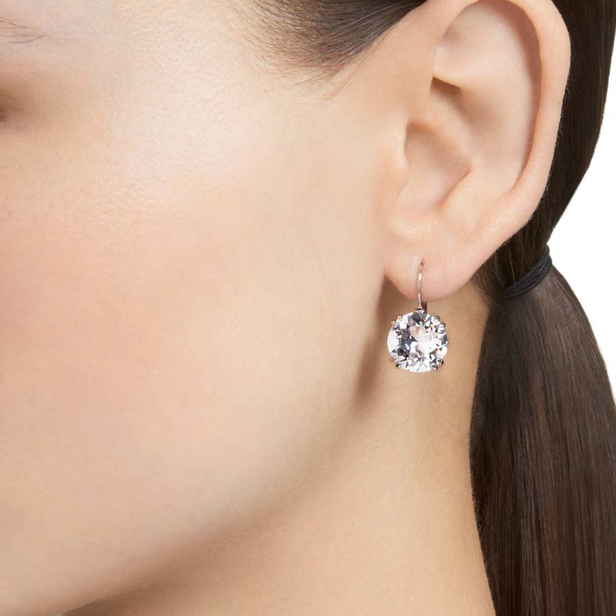 Additional view 1 of Boucles d'oreilles pendantes Millenia taille ronde - Blanc - Rhodié