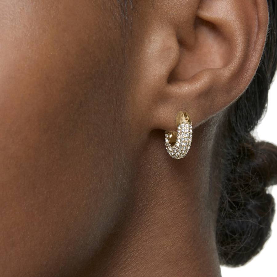 Additional view 1 of Boucles d'oreilles créoles Dextera petites - Plaqué or blanc