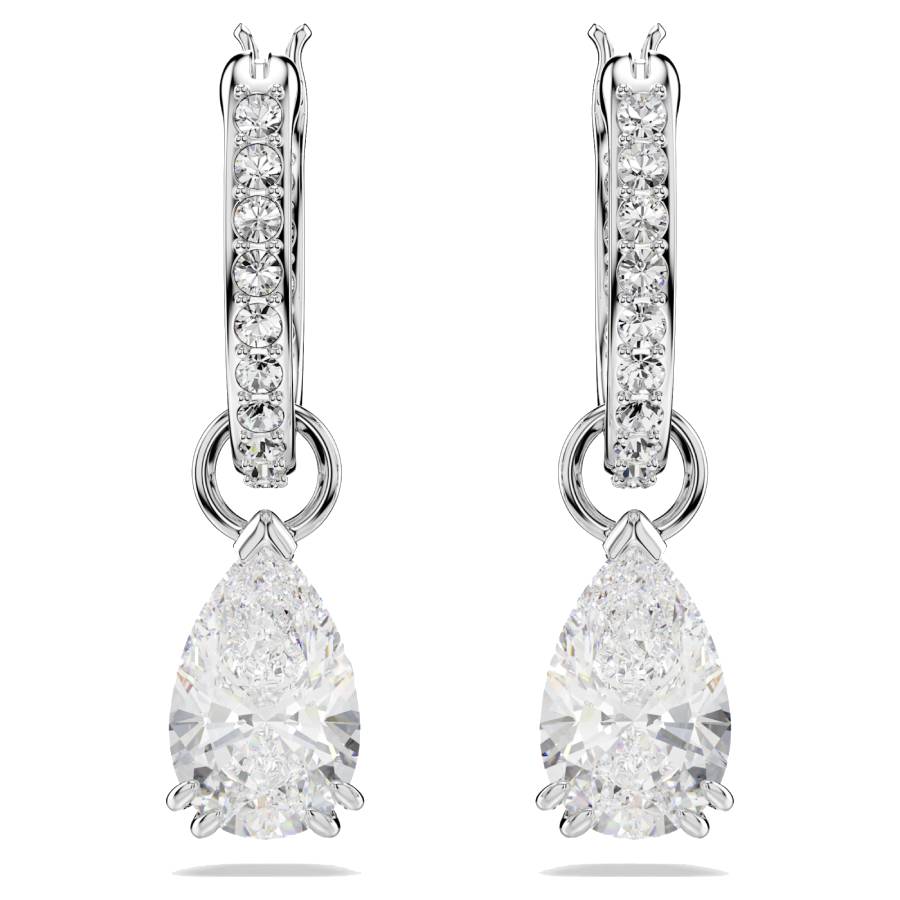 Additional view 1 of Anneaux d'oreilles Millenia taille poire - Blanches plaquées rhodium