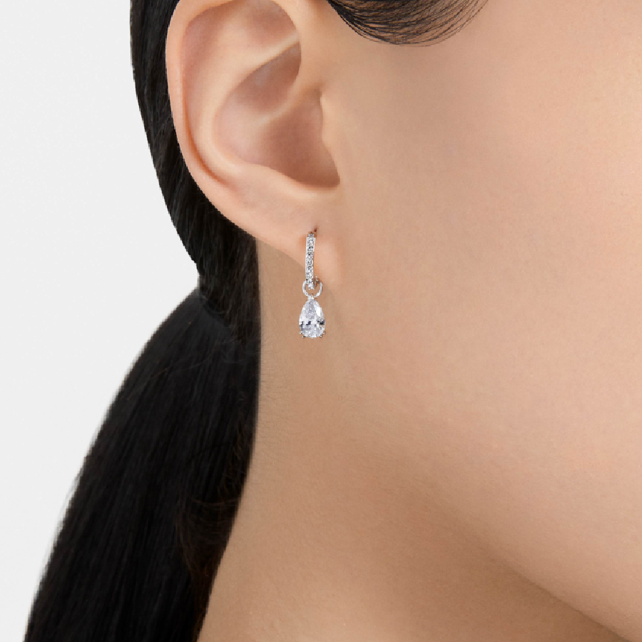 Millenia Hoop Earrings Pear cut - White Rhodium Plated