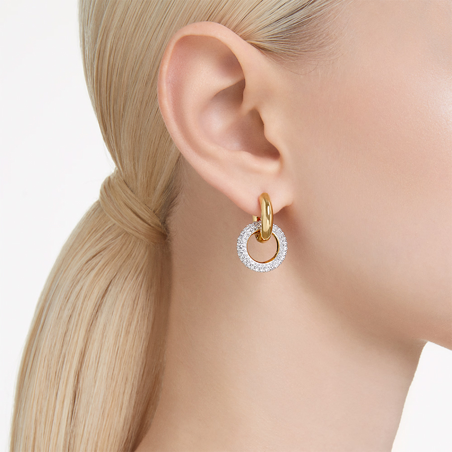 Additional view 2 of Anneaux d'oreilles Asymétriques Dextera - Blanc / Or
