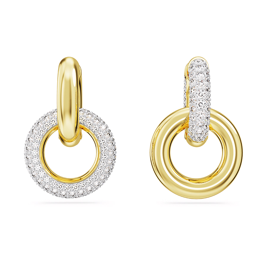 Additional view 1 of Anneaux d'oreilles Asymétriques Dextera - Blanc / Or