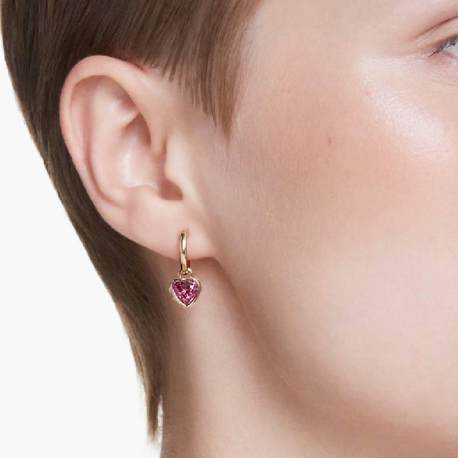 Additional view 1 of Boucles d'oreilles pendantes Chroma Cœur - Rouge - Plaqué or