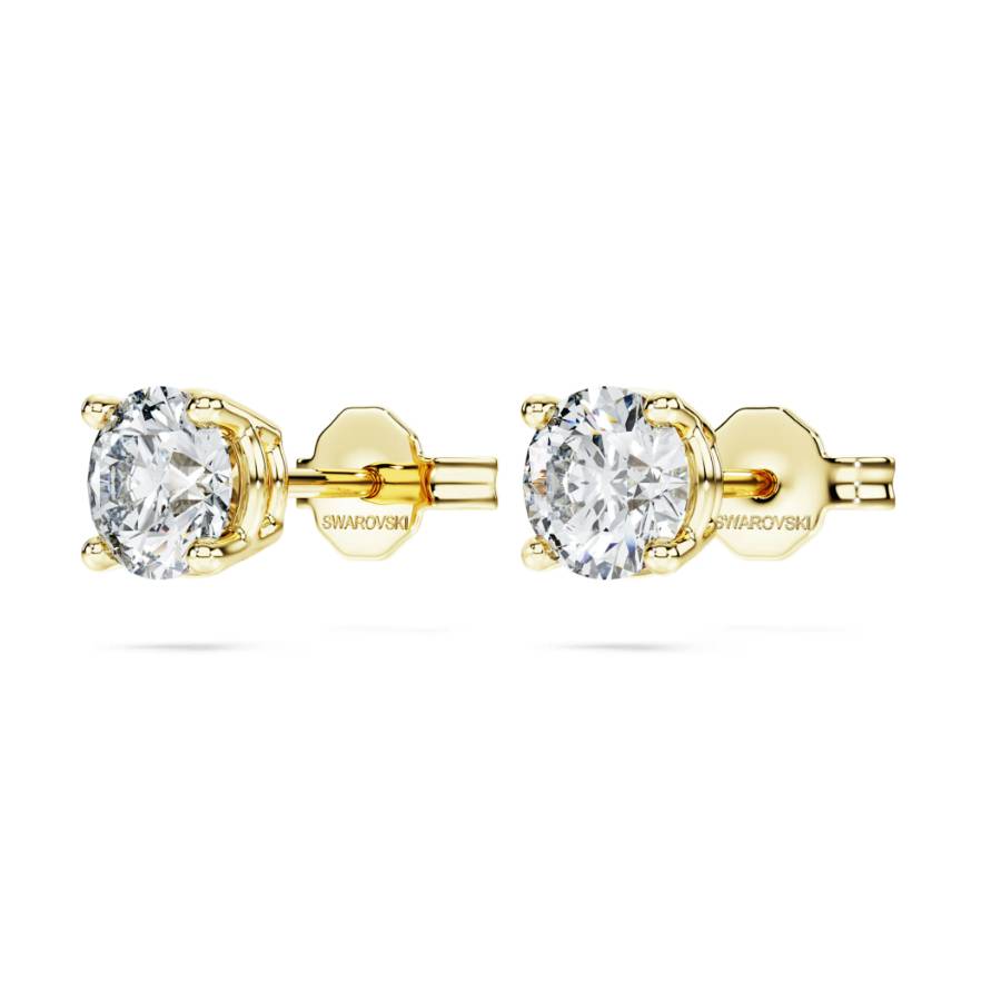 Additional view 2 of Clous d’oreilles solitaire Eternity, Diamants créés en laboratoire 1 ct tw, Forme ronde, Or jaune 14 carats