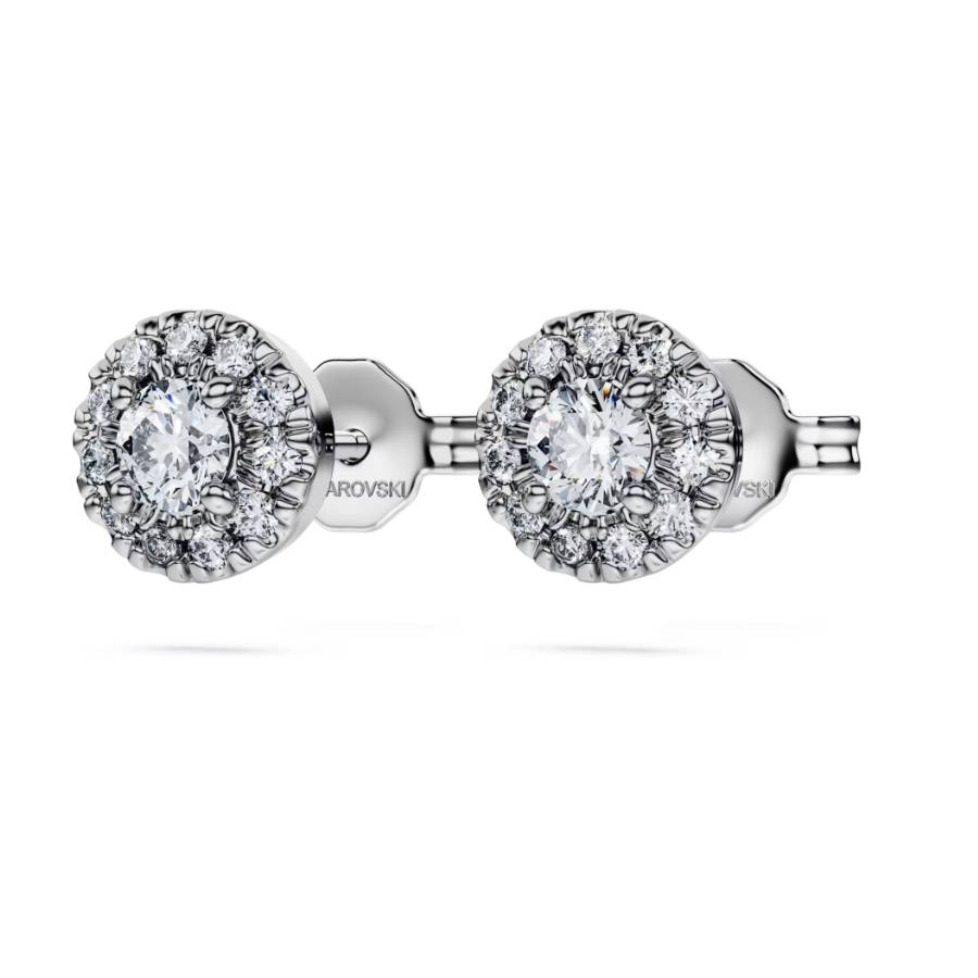Additional view 2 of Eternity Halo Stud Earrings, Lab-grown Diamonds 0.45 ct tw, Round Shape, Sterling Silver
