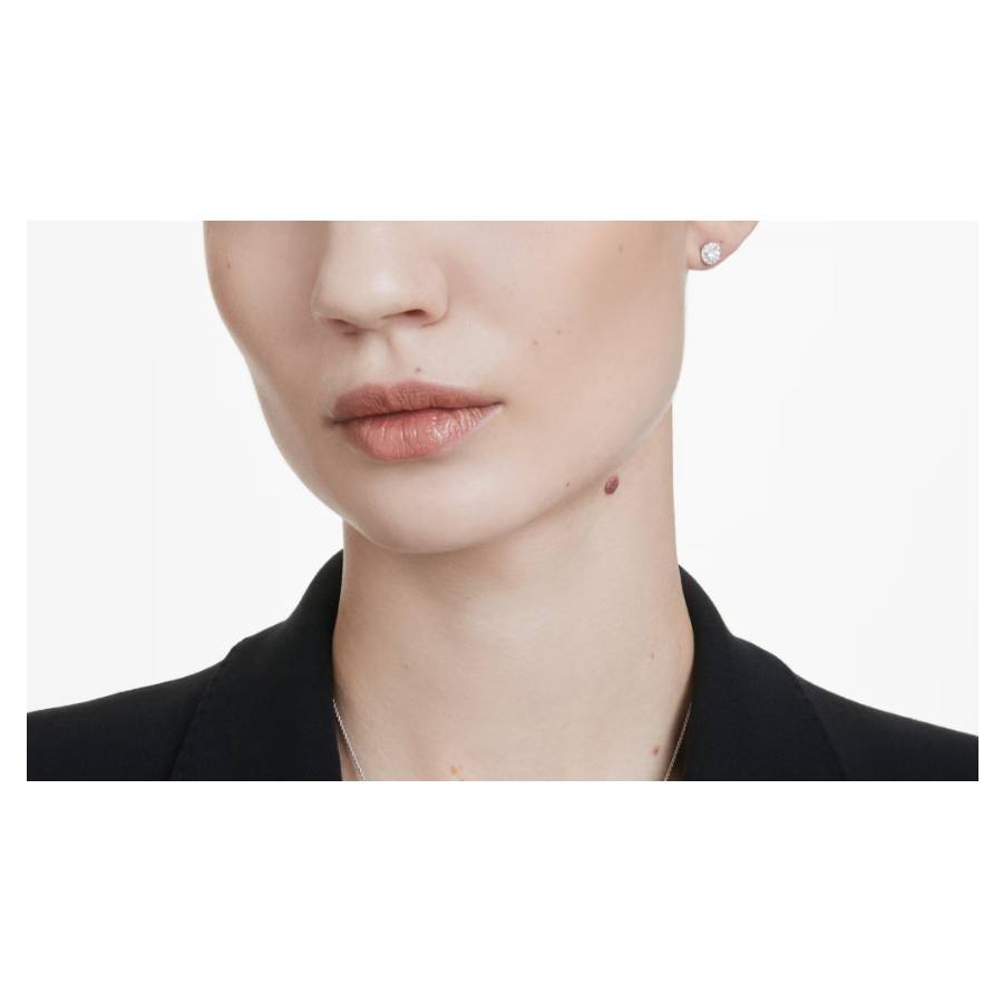 Additional view 1 of Eternity Halo Stud Earrings, Lab-grown Diamonds 0.45 ct tw, Round Shape, Sterling Silver