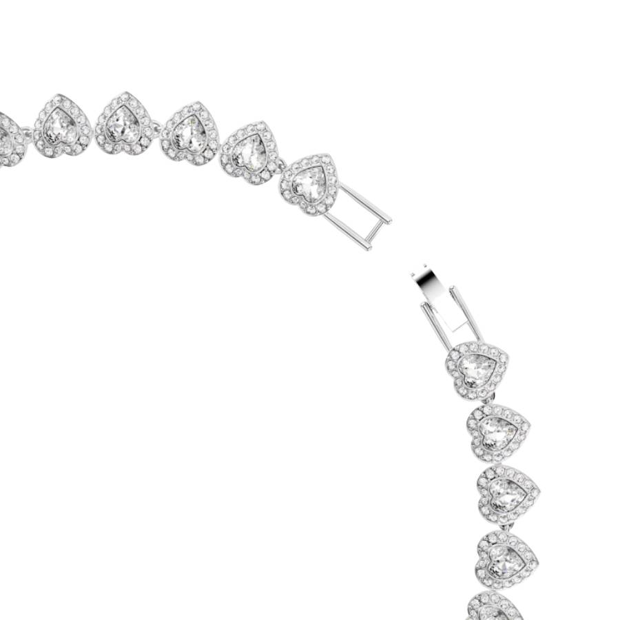 Additional view 1 of Collier Ariana Grande cœurs en cristal rhodié - Blanc plaqué rhodium - 38 cm