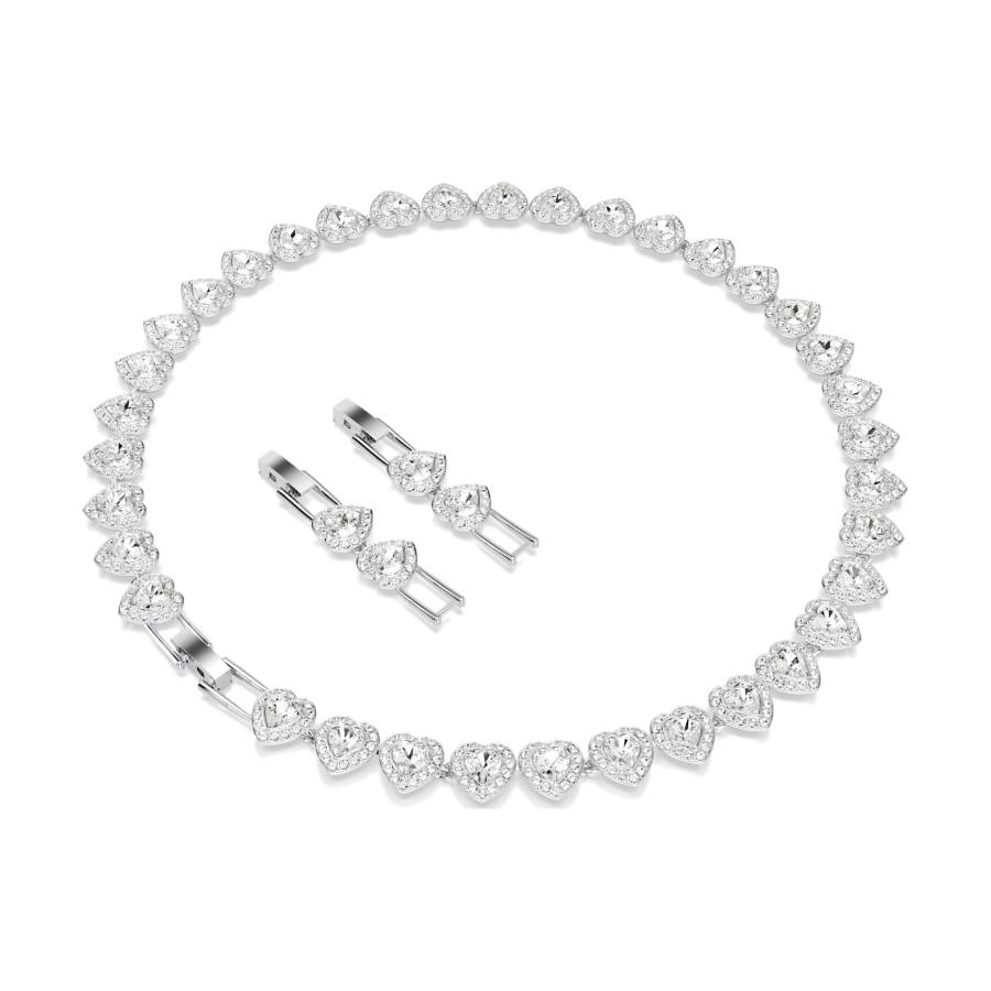 Additional view 2 of Collier Ariana Grande cœurs en cristal rhodié - Blanc plaqué rhodium - 38 cm