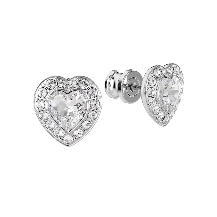 Additional view 2 of Boucles d'oreilles Ariana Grande en forme de cœur pavé - Blanc plaquées rhodium