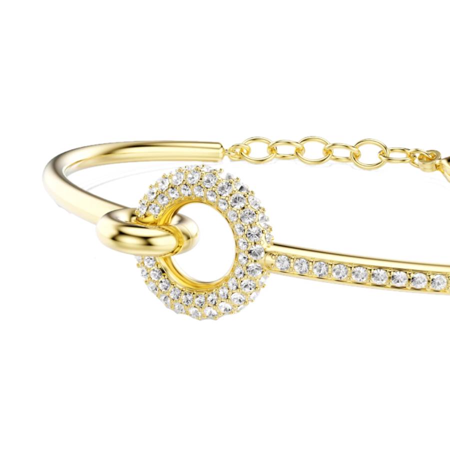Additional view 2 of Bracelet Dextera de taille ronde - Blanc - Plaqué or