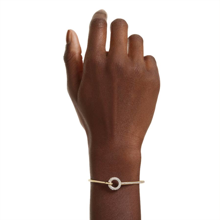 Additional view 1 of Bracelet Dextera de taille ronde - Blanc - Plaqué or