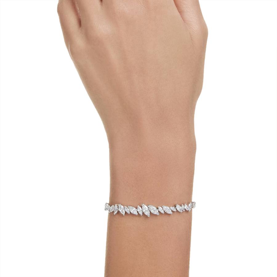 Additional view 1 of Bracelet Mesmera taille marquise - Blanc - Rhodié