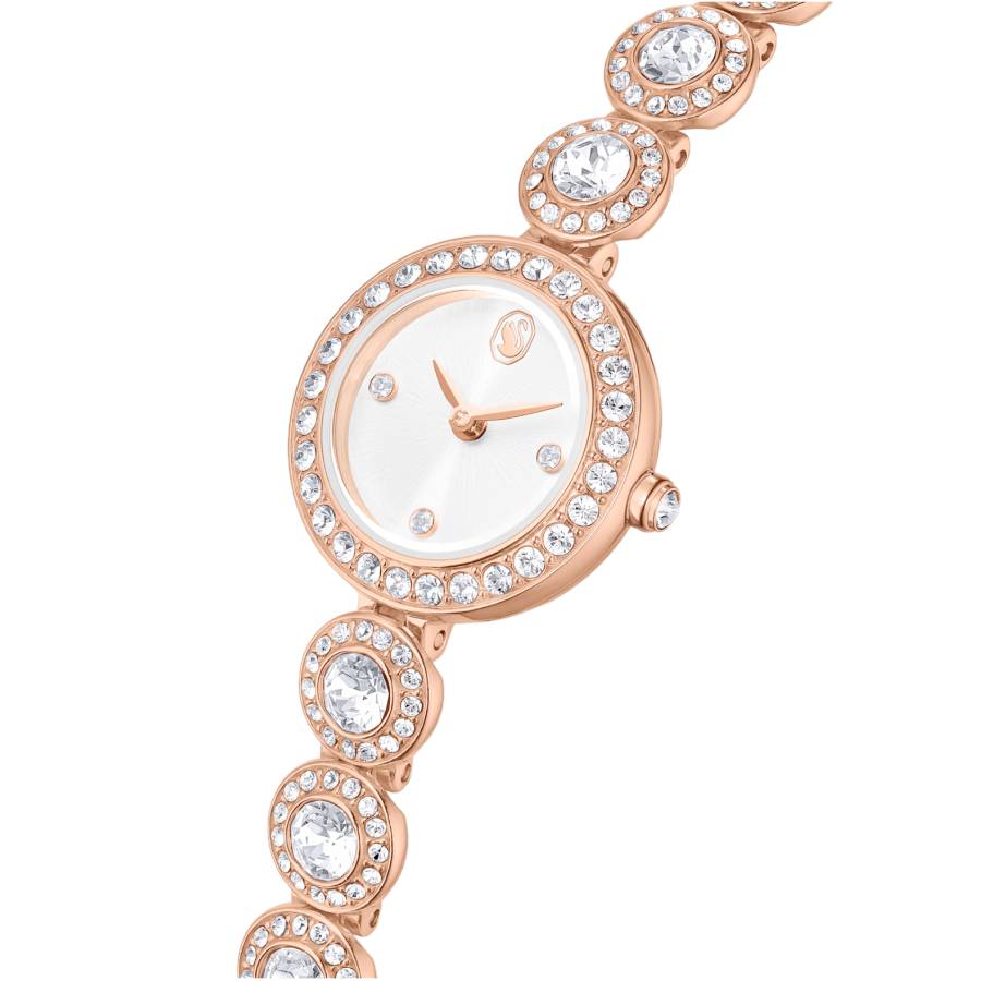 Additional view 1 of Montre Una Angelic à index en cristal et bracelet pavé de cristaux - Femme - Or rose - 20 mm