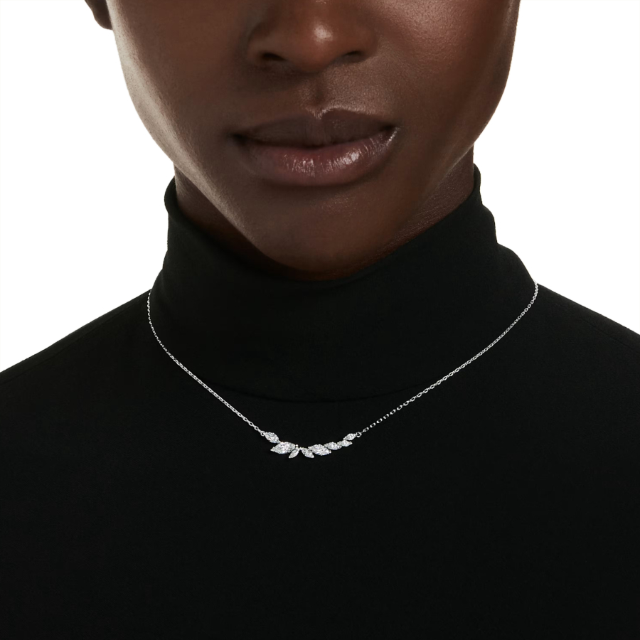 Additional view 1 of Collier Mesmera taille Marquise - Blanc - Plaqué Rhodium