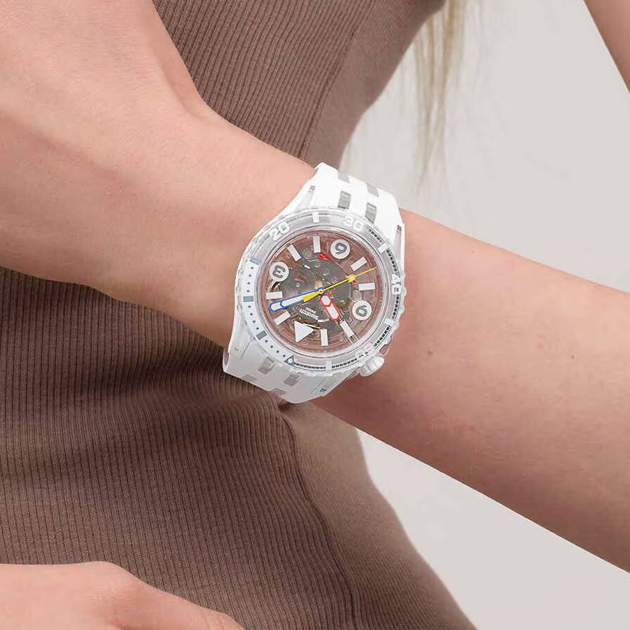 Additional view 3 of Montre Aurelia Aurita à cadran transparent - Unisexe - Blanc