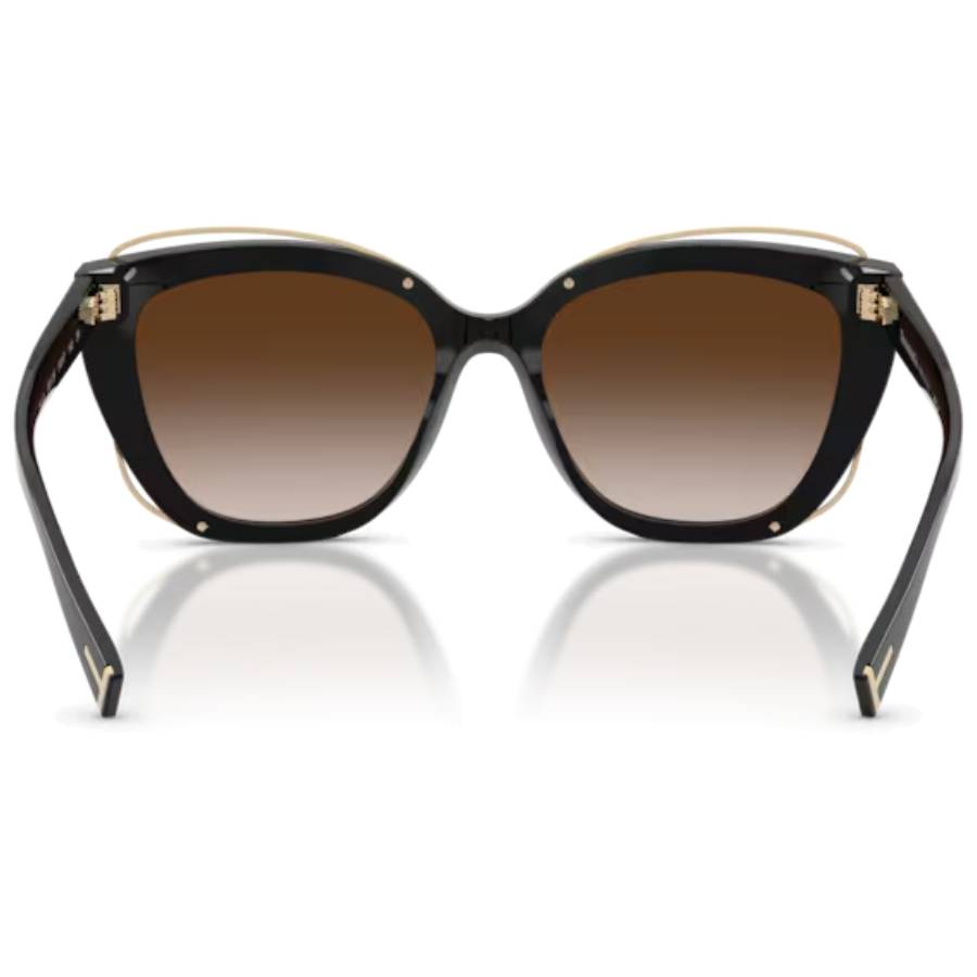Additional view 2 of Lunettes de soleil œil-de-chat avec superposition métallique Tiffany T raffinée - Femmes - Noir