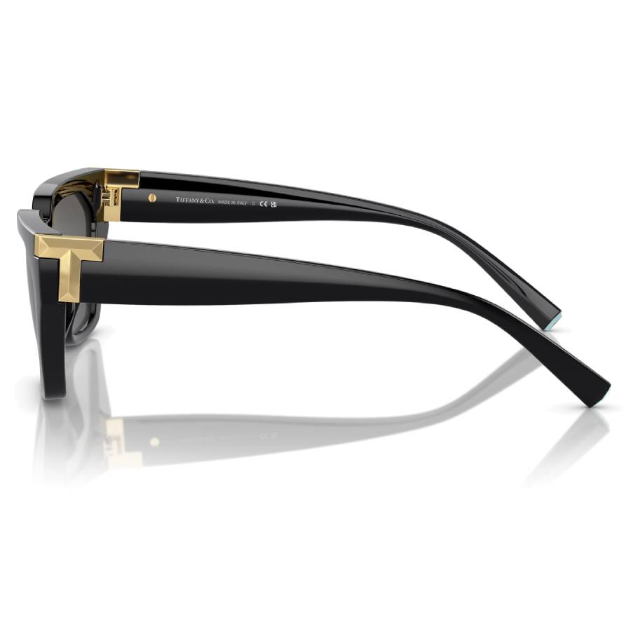 Additional view 2 of Lunettes de soleil irrégulières avec détail métallique en T - Femmes - Noir