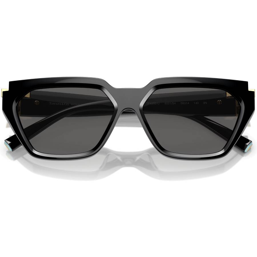 Additional view 1 of Lunettes de soleil irrégulières avec détail métallique en T - Femmes - Noir