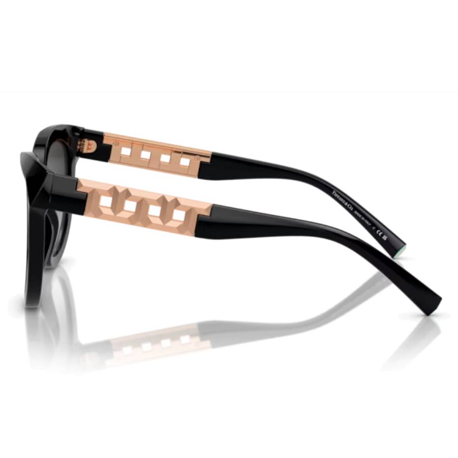 Additional view 2 of Lunettes de soleil œil-de-chat avec motifs T facettés alternés - Femmes - Noir