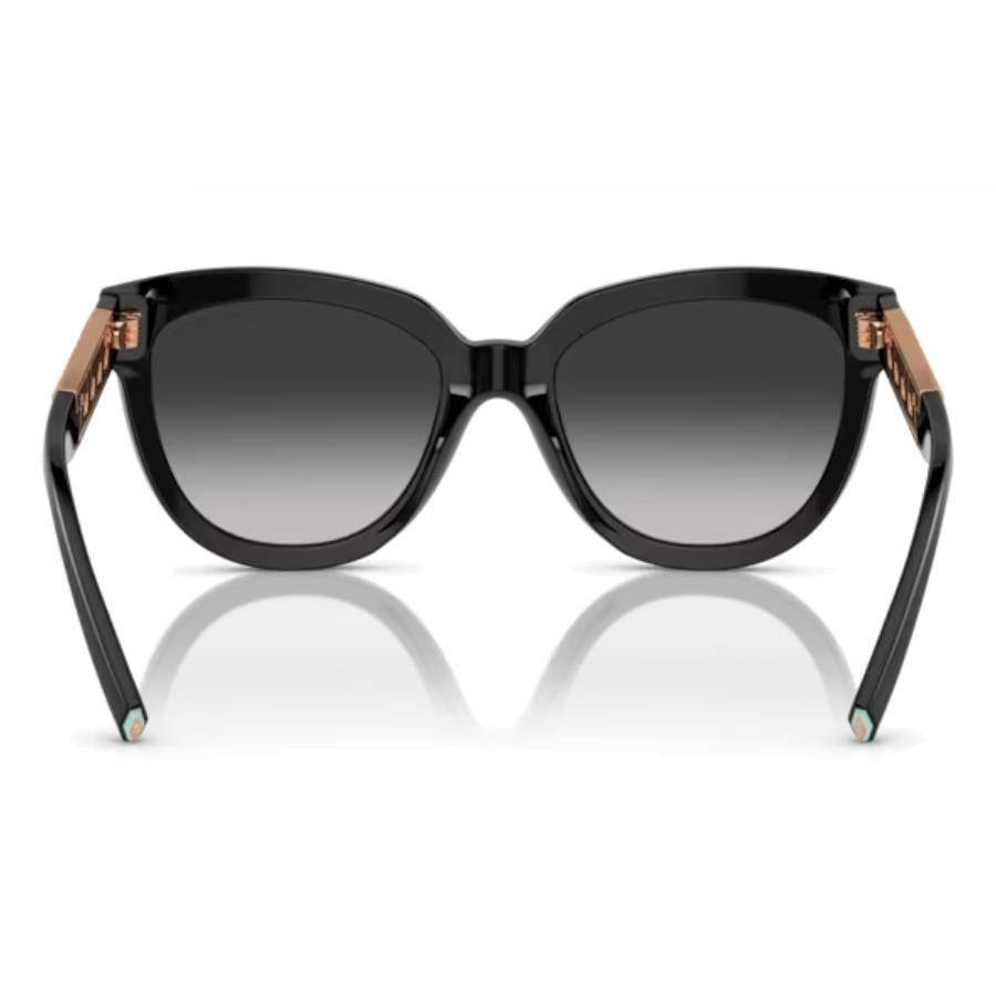 Additional view 1 of Lunettes de soleil œil-de-chat avec motifs T facettés alternés - Femmes - Noir