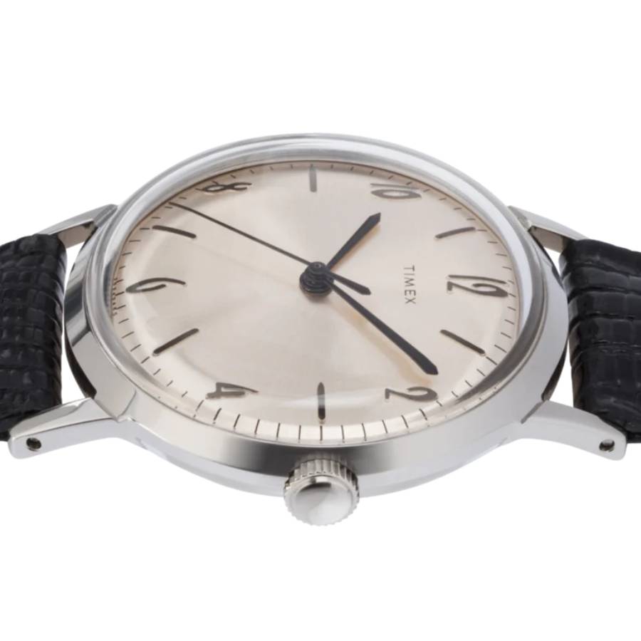 Additional view 1 of Montre Marlin 1965 réédition à remontage manuel avec bracelet en cuir - 34 mm