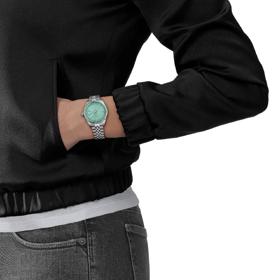 Additional view 2 of Ballade Guilloché Index Date Quartz Watch - Women - Light Green/Stainless Steel - 34mm
