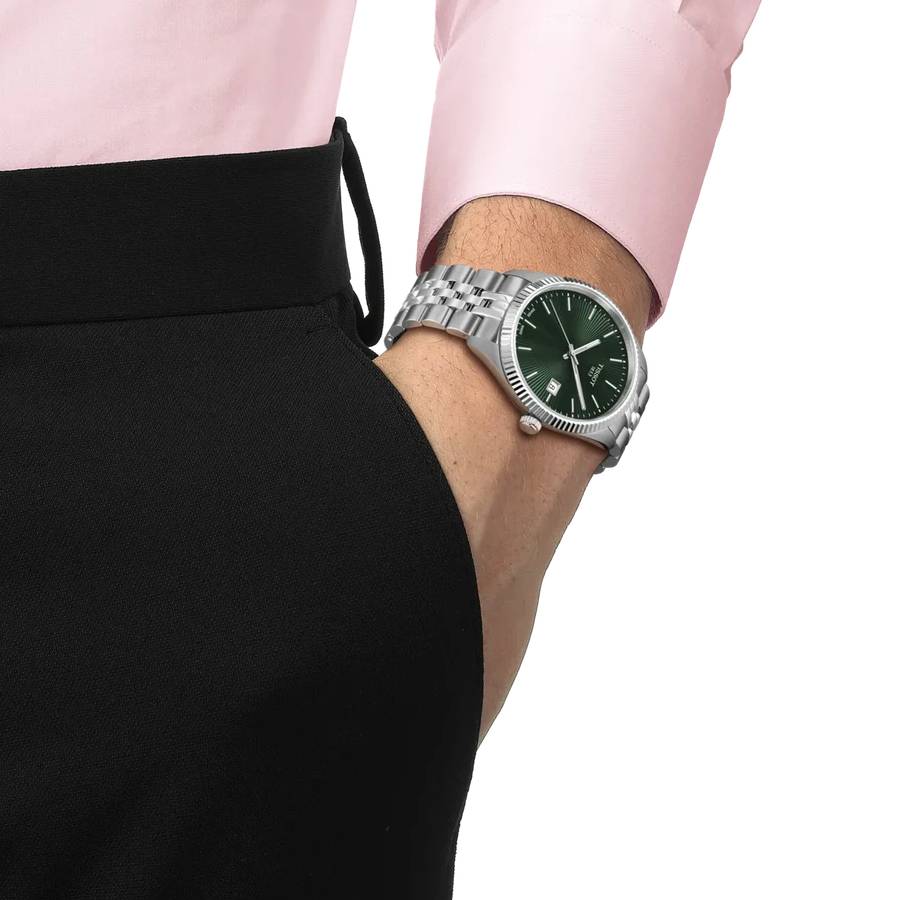 Additional view 2 of Ballade Guilloché Index Date Quartz Watch - Men - Green/Stainless Steel - 40mm