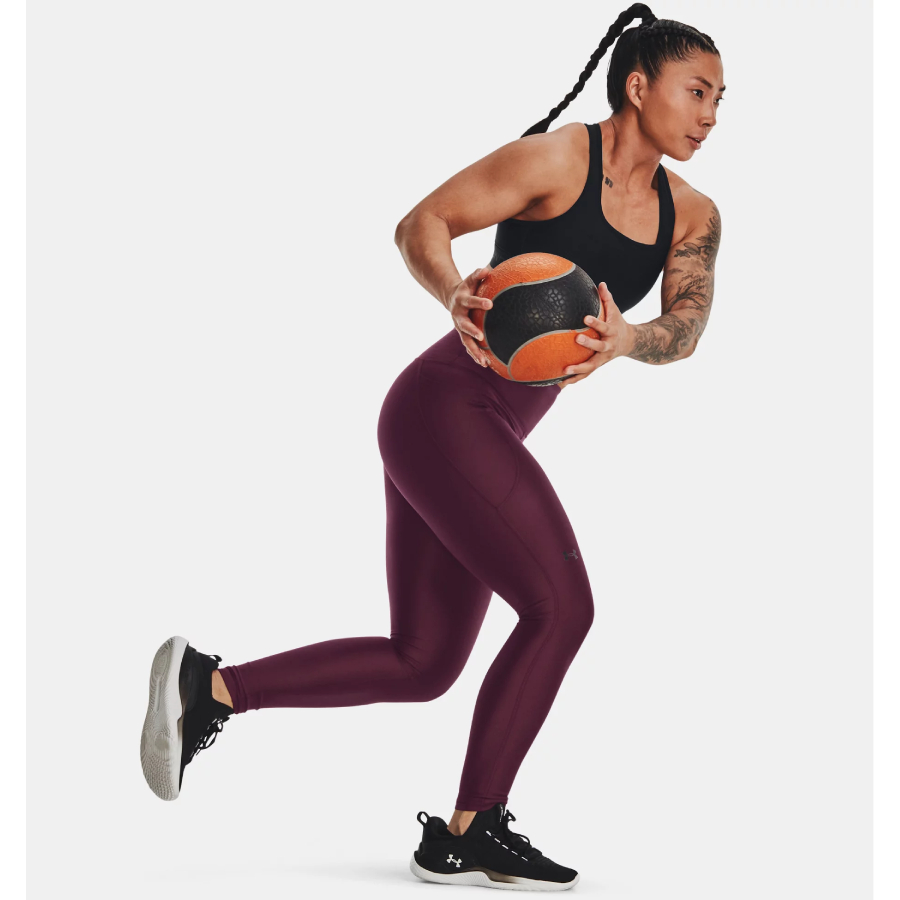 Additional view 1 of Leggings pleine longueur à bande de taille adhérente HeatGear Armour - Femmes - Rouge - Moyen