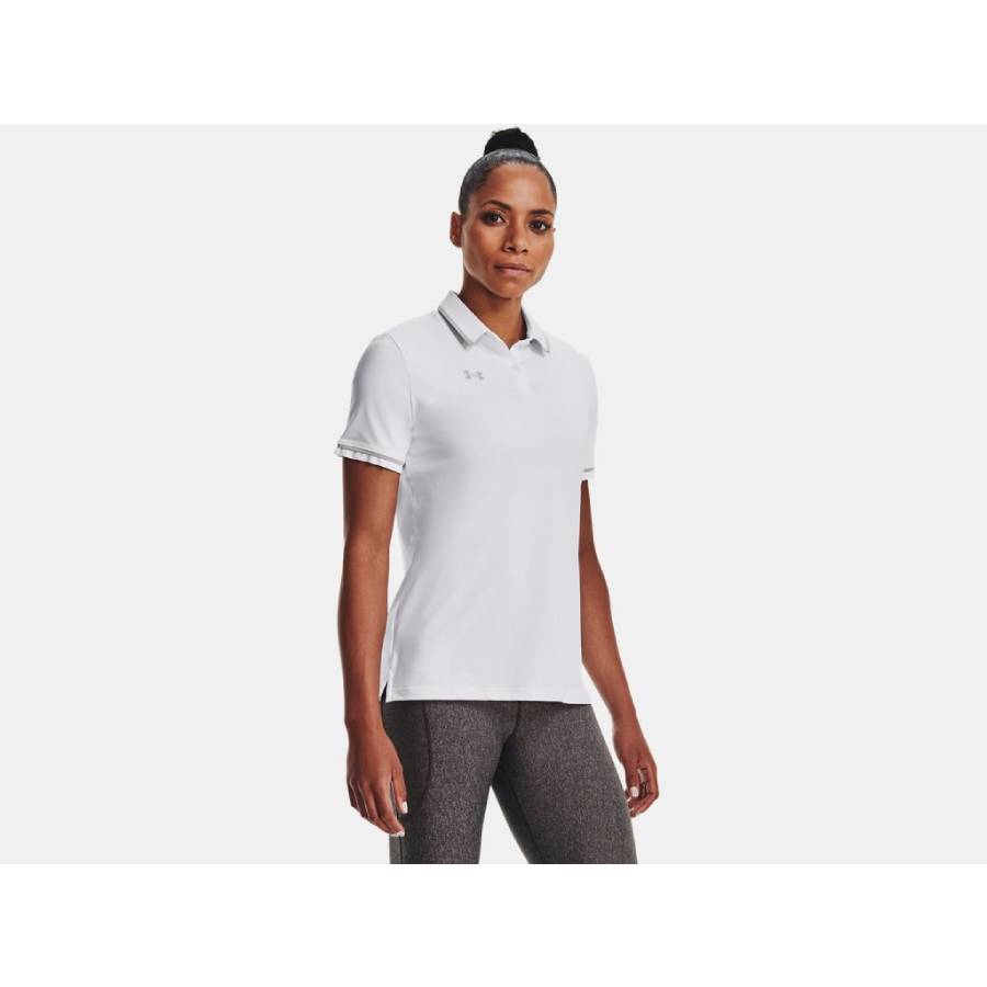Additional view 1 of Polo UA Team Tipped - Femmes - Blanc - Très petit