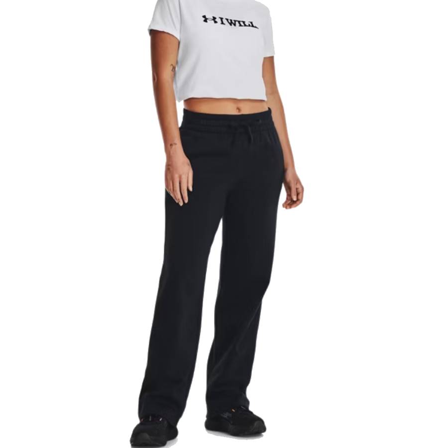 Additional view 1 of Pantalon à jambe droite UA Rival Fleece - Femmes - Noir / Blanc - Petit