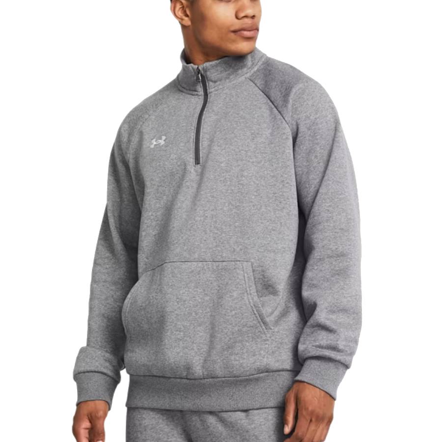 Additional view 1 of Haut 1/4 zip UA Rival Fleece - Hommes - Gris / Blanc - Très Grand