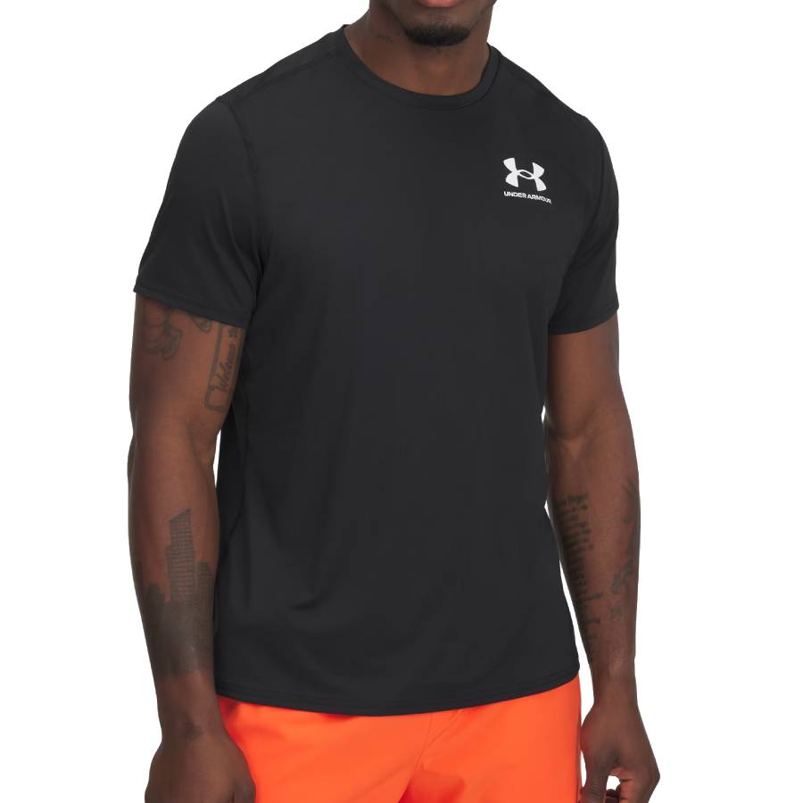 Additional view 2 of Haut manches courtes HeatGear Fitted - Hommes - Noir / Blanc - Très Grand