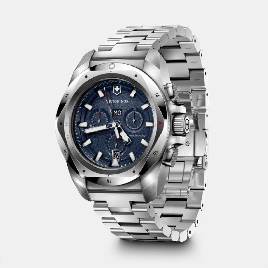 Additional view 2 of Montre chronographe avec cadran bleu et bracelet en acier inoxydable argenté I. N. O. X. - Hommes - 43 mm