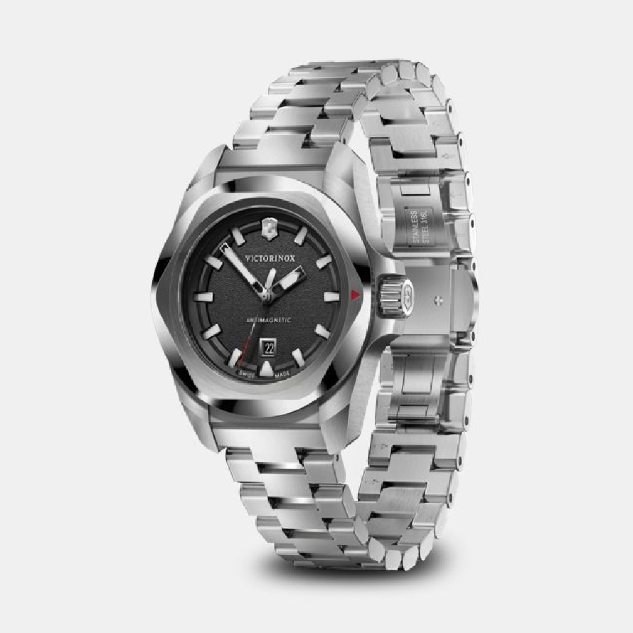 Additional view 2 of Montre petite en acier inoxydable argenté et cadran noir I. N. O. X. - Femmes - 32 mm
