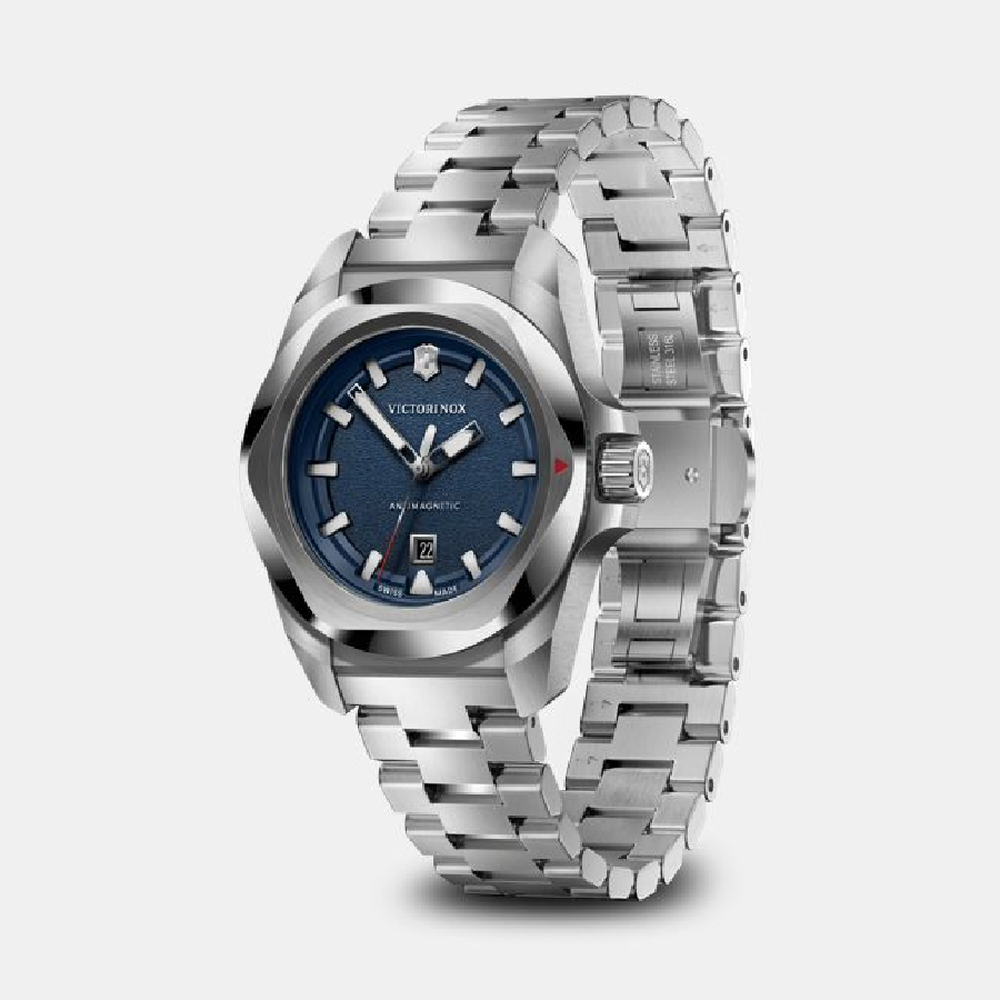 Additional view 2 of Montre petite en acier inoxydable argenté et cadran bleu I. N. O. X. - Femmes - 32 mm