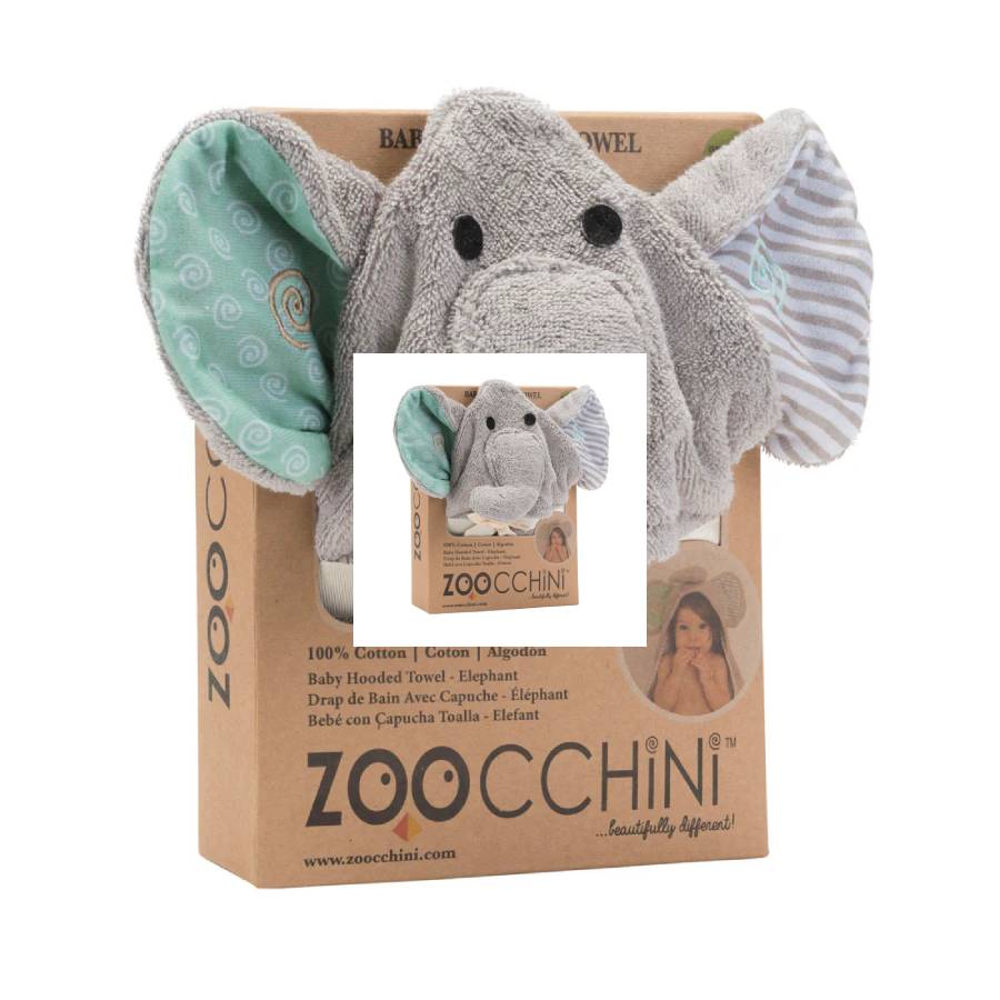 Additional view 2 of Serviette de bain à capuche en éponge Baby Snow - Elle Elephant - 0-18 mois