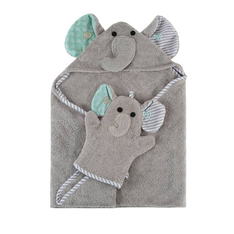 Additional view 3 of Serviette de bain à capuche en éponge Baby Snow - Elle Elephant - 0-18 mois