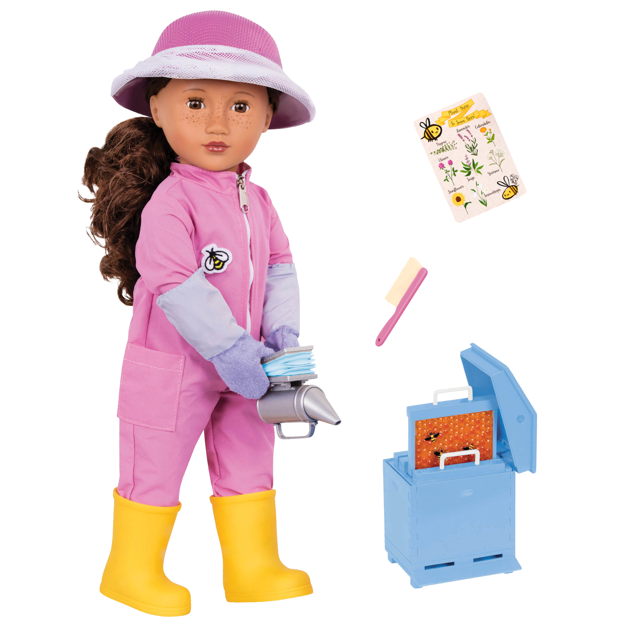 Melina holding beehive smoker