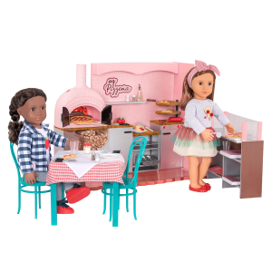 Our Generation Easy Cheesy Pizzeria Playset Foldable Counter for 18-inch Dolls