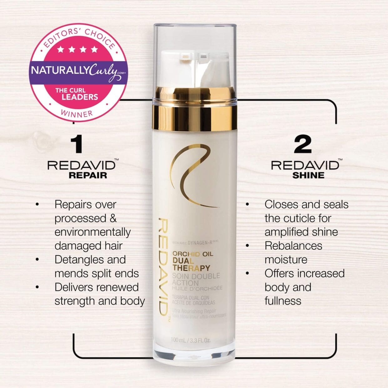 Hair before and after Orchid Oil Dual Therapy Treatment, side by side
