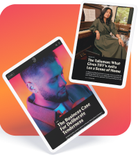 Digital advertisement showcasing magazine articles featuring diverse voices and perspectives, emphasizing Third Culture Leaders and brand engagement opportunities.