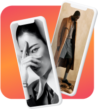 Stylized smartphone screens displaying diverse fashion models, representing branding and advertising opportunities for Three Magazine's audience.